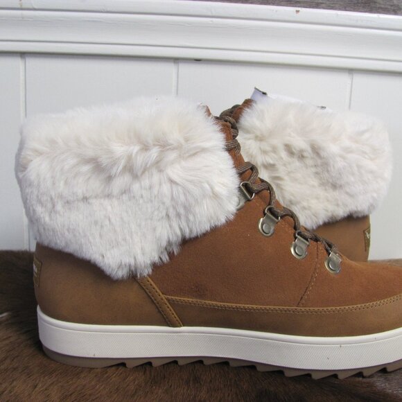 KOOLABURRA UGG WOMEN’S LACE-UP TYNLEE BOOT CHESTNUT SUEDE FAUX FUR TRIM   NEW IN - Picture 12 of 12